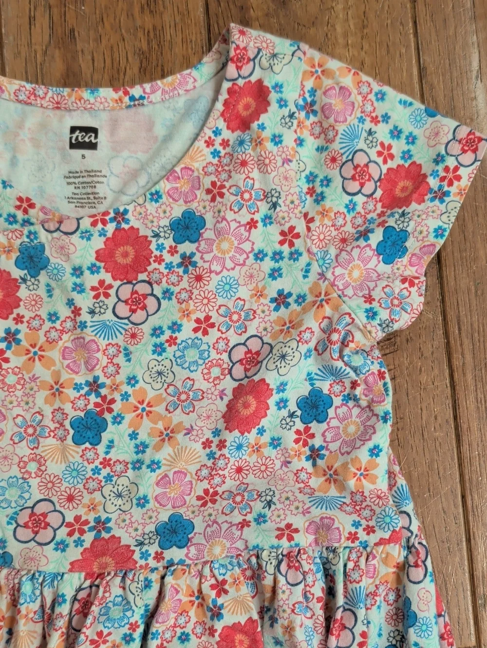 Tea Collection Girls' Floral Print Pink & Blue Dress